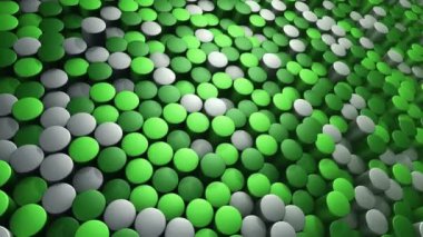 Yeşil silindirlerin dalga mozaiğinin animasyonuna sahip teknolojik arka plan, pürüzsüz döngünün animasyonu 
