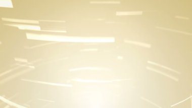 Altın arka plandaki şeritlerden ve karelerden hızlı akışın animasyonu. Kusursuz döngünün animasyonu, veri aktarım konsepti 