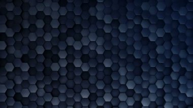 Mavi altıgenlerin dalga mozaiğinin animasyonuyla soyut teknolojik arkaplan, kusursuz döngünün animasyonu.