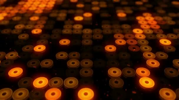Abstrakter Hintergrund Mit Blinkendem Boden Aus Orangefarbenen Led Lichtern Und — Stockvideo