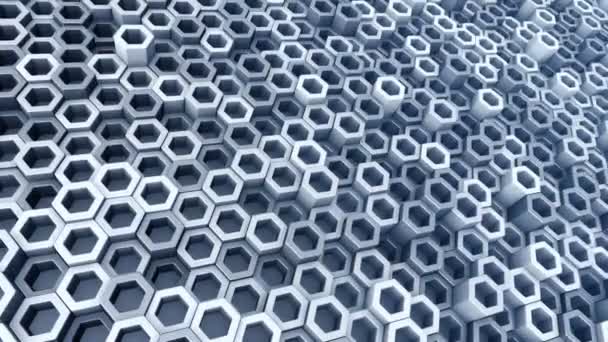 Abstract Technological Background Animation Wave Mosaic Blue Hexagons Animation Seamless — Stock Video
