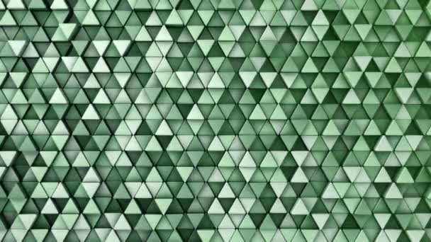Fond technologique abstrait avec animation de la mosaïque ondulatoire de triangles verts, Animation de boucle transparente .