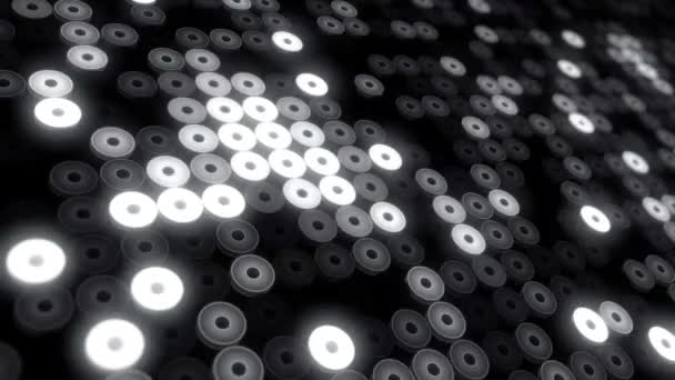 Fondo Abstracto Con Piso Intermitente Luces Led Blancas Proyectores Animación — Vídeo de stock