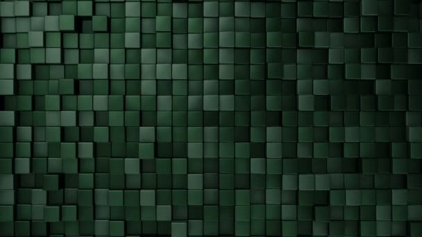 Technological Background Animation Wave Mosaic Green Squares Animation Seamless Loop — Stock Video