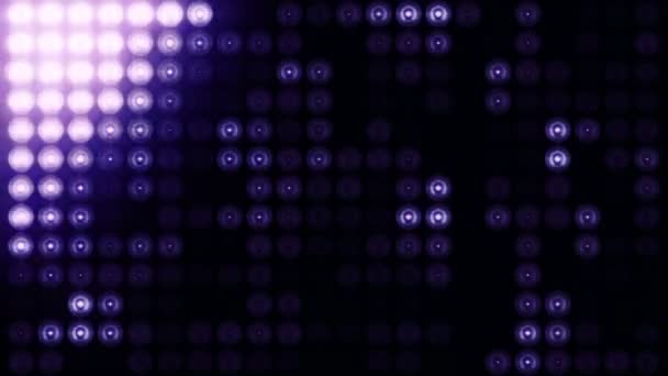 Animation d'ampoules clignotantes violettes sur mur led, Animation de boucle transparente, concept de lumières de scène  