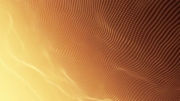 Abstract Background Wavy Lines Golden Points Animation Ripples Surface Neon — Stock Video