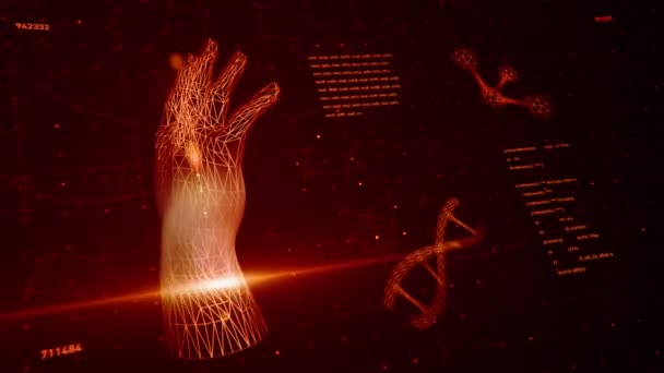 Háttér Absztrakt Felület Animációjával Emberi Test Dns Spirálok Modellek Atom — Stock videók