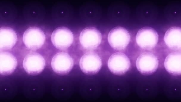 Animation d'ampoules clignotantes violettes sur mur led, Animation de boucle transparente, concept de lumières de scène  