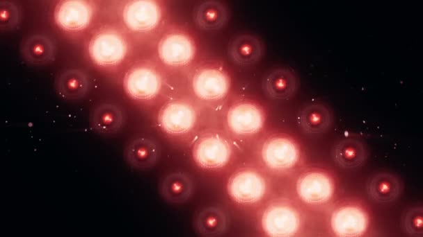 Animation d'ampoules clignotantes rouges sur mur led, Animation de boucle transparente, concept de lumières de scène  