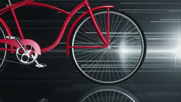 灰色背景下快速乘坐红色城市自行车的动画 无缝循环动画 — 图库视频影像