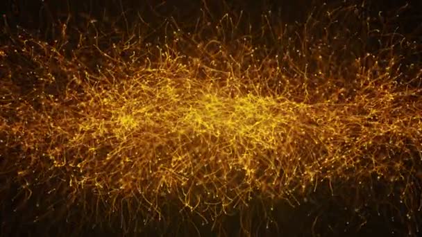 Абстрактный Темный Фон Анимацией Медленно Движущихся Золотых Частиц Анимация Бесшовного — стоковое видео