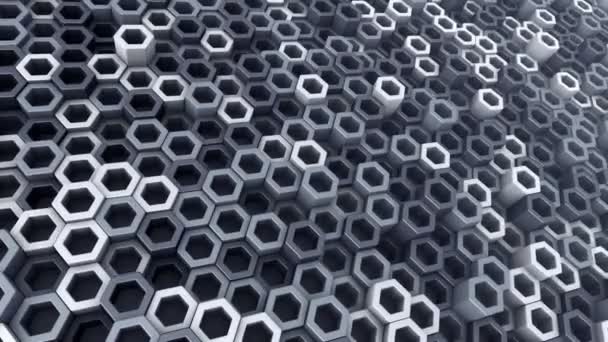 Abstract Technological Background Animation Wave Mosaic Grey Hexagons Animation Seamless — Stock Video