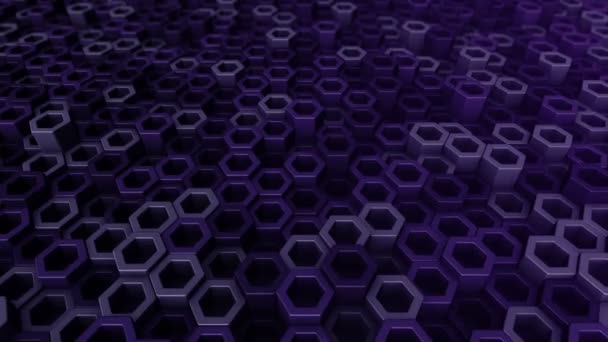 Abstract Technological Background Animation Wave Mosaic Purple Hexagons Animation Seamless — Stock Video