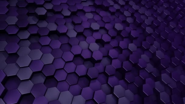 Abstract Technological Background Animation Wave Mosaic Purple Hexagons Animation Seamless — Stock Video