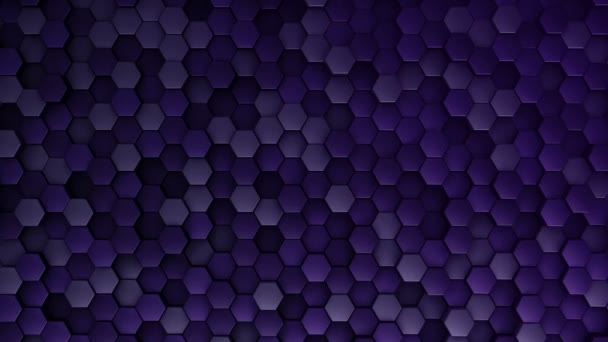 Fundo Tecnológico Abstrato Com Animação Onda Mosaico Hexágonos Roxos Animação — Vídeo de Stock