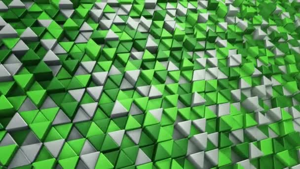 Fondo Tecnológico Abstracto Con Animación Mosaico Onda Triángulos Verdes Animación — Vídeos de Stock