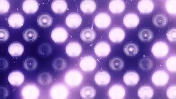 Animation d'ampoules clignotantes violettes sur mur led, Animation de boucle transparente, concept de lumières de scène  