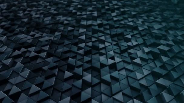 Astratto Sfondo Tecnologico Con Animazione Onda Mosaico Triangoli Turchesi Animazione — Video Stock