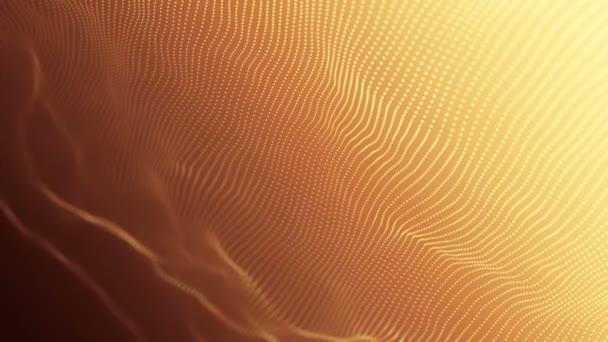 Abstract Background Wavy Lines Golden Points Animation Ripples Surface Neon — ストック動画