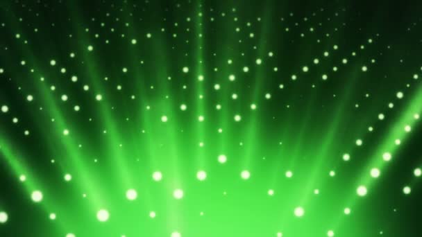 Abstraktní Pozadí Zelenou Stěnou Lamp Jasného Světla Projektory Světelných Paprsků — Stock video