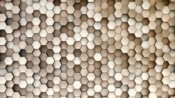 Fundo Tecnológico Abstrato Com Animação Mosaico Onda Hexágonos Dourados Animação — Vídeo de Stock