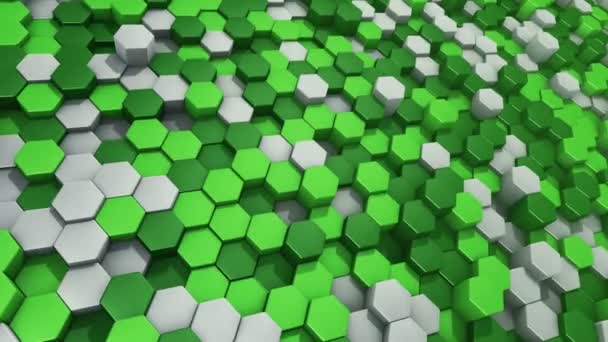 Fond Technologique Abstrait Avec Animation Une Mosaïque Ondes Hexagones Verts — Video