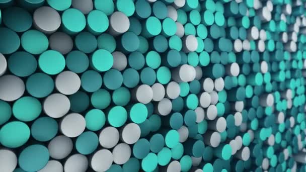 Technologische Achtergrond Met Animatie Van Golf Mozaïek Van Turquoise Cilinders — Stockvideo