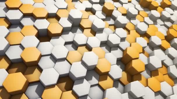 Abstrakt Teknisk Bakgrund Med Animering Våg Mosaik Gyllene Hexagoner Animation — Stockvideo