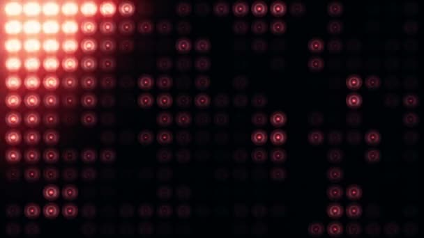 Animace Červených Blikajících Žárovek Led Stěně Animace Bezešvé Smyčky Koncepce — Stock video
