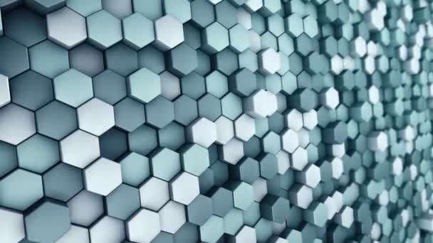 Fond Technologique Abstrait Avec Animation Une Mosaïque Ondes Hexagones Turquoise — Video