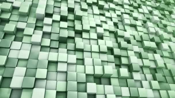 Technologischer Hintergrund Mit Animation Des Wellenmosaiks Aus Grünen Quadraten Animation — Stockvideo