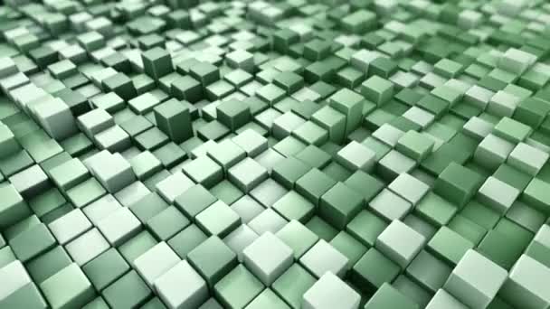 Technological Background Animation Wave Mosaic Green Squares Animation Seamless Loop — Stock Video