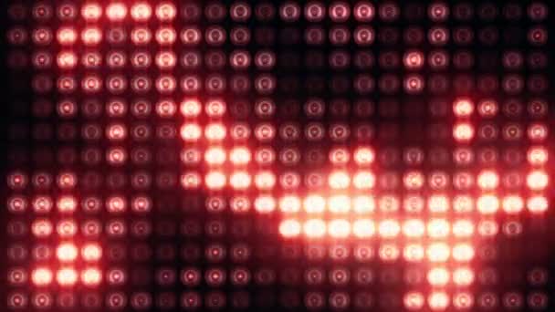 Animation d'ampoules clignotantes rouges sur mur led, Animation de boucle transparente, concept de lumières de scène  