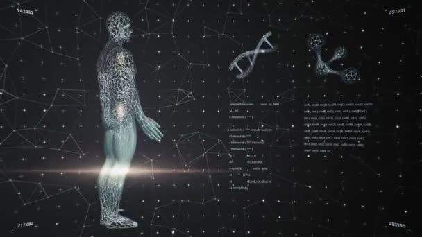 Achtergrond Met Animatie Van Abstracte Interface Menselijk Lichaam Dna Spiralen — Stockvideo