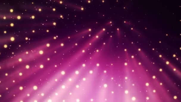 Fond abstrait avec mur rose à partir de lampes de lumière vive avec des projecteurs de rayons de lumière. Animation de boucle transparente 