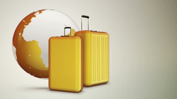 Vidéo Animation Des Bagages Globe Boucle Transparente — Video