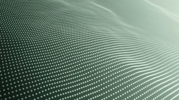 Abstract Background Wavy Lines Green Points Animation Ripples Surface Neon — Stock Video