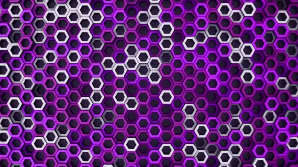 Fond Technologique Abstrait Avec Animation Une Mosaïque Ondes Hexagones Violets — Video