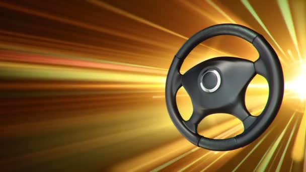 汽车动画方向盘及高速飞行条纹和快速驾驶速度慢的标志 无缝循环动画 — 图库视频影像