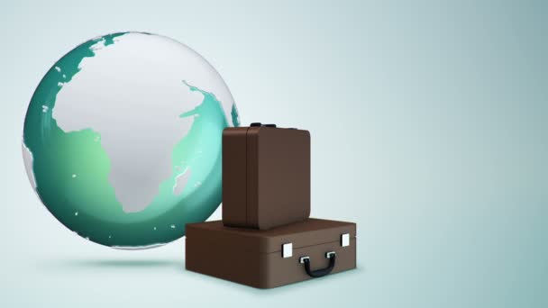 Vidéo Animation Des Bagages Globe Boucle Transparente — Video