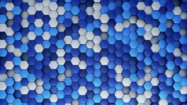Абстрактний Технологічний Фон Анімацією Хвильової Мозаїки Синіх Гексагонів Анімація Безшовної — стокове відео