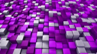 Mor karelerin dalga mozaiğinin animasyonuyla teknolojik arka plan, pürüzsüz döngünün animasyonu