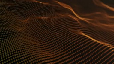 Altın noktalardan gelen dalgalı çizgilerle soyut arkaplan, neon çizgilerden yüzeye çıkan animasyon dalgalanmaları, pürüzsüz döngülerin canlandırılması