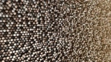 Altın silindirlerin dalga mozaiğinin animasyonuna sahip teknolojik arka plan, kusursuz döngünün animasyonu 