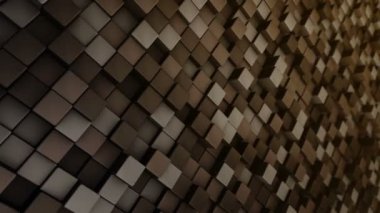 Sarı karelerin dalga mozaiğinin animasyonuyla teknolojik arka plan, pürüzsüz döngünün animasyonu