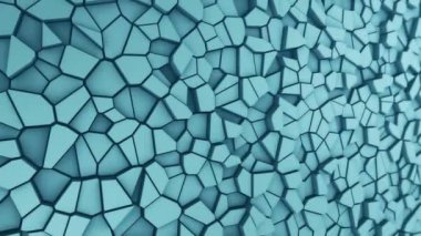 Türkuaz çokgenlerin dalga mozaiğinin animasyonuna sahip teknolojik arka plan, kusursuz döngünün animasyonu 