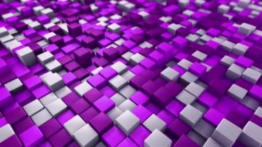 Mor karelerin dalga mozaiğinin animasyonuyla teknolojik arka plan, pürüzsüz döngünün animasyonu