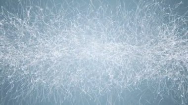 Yavaş hareket eden beyaz parçacıkların canlandırılmasıyla soyut mavi arkaplan. Kusursuz döngünün animasyonu.