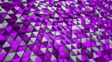Mor üçgenlerin dalga mozaiğinin animasyonuyla soyut teknolojik arkaplan, kusursuz döngünün animasyonu.