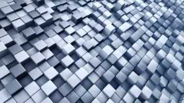 Mavi karelerin dalga mozaiğinin animasyonuna sahip teknolojik arka plan, kusursuz döngünün animasyonu